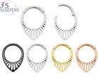 Pair & Singles G23 Titanium Tear-Drop Hinged Ribbed Segment Ear Ring Earrings