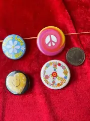 Hippie Peace Varied & Assorted 1/2 to-1 1/2 Inch Pin Back Button Sets