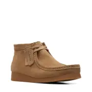 New Men Clarks Wallabee Evo Dark Sand Tan Suede Rubber Bottom Shoes
