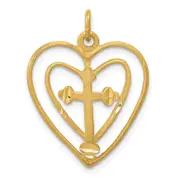 10k Yellow Gold CROSS IN HEART CHARM