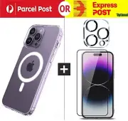 For iPhone 16 15 14 13 12 X Pro Max MagSafe Clear Magnetic Shockproof Case Cover