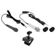 Mini Microphone Portable Vocal Silver & Black with Mic Stand & Cover