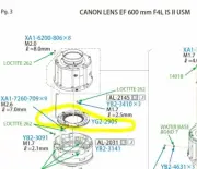 Canon EF 600mm F/4.0 L IS USM Lens II Diaphragm Aperture Parts YG2-2905 Mark 2