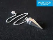 Silver Oracle Solid Metal Precision Pendulum w/ Chain Dowsing Divination Energy