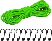 1/4" Bungee Shock Cords with Hooks, 32 Feet Elastic Nylon Cords Kayak Stretch
