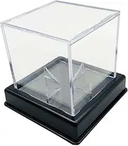 Clear Baseball Box Tennis Ball Protect Storage Box, Dustproof Memorabilia Display, Case Transparent Signed Ball Holder Showcase Display Stand, Black Bottom Bracket