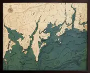 Darien Wood Carved Topographic Depth Chart / Map