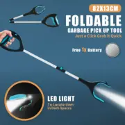 LED Foldable & Extendable Pick Up Grabber Reacher Stick Reaching AU