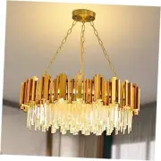 Modern Gold Crystal Chandelier Hanging Ceiling Light Fixture Gold 1 W 29 inches