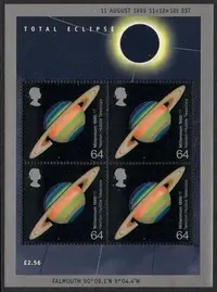 在飛比找Yahoo!奇摩拍賣優惠-珍品收藏閣天文郵票 英國 1999年 日全食 土星 哈勃望遠