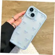 Case for Clear Cute Ribbon Bowknot Pattern Aesthetic iPhone 15 Blue