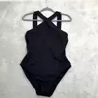 Lauren Ralph Lauren Sculpting Solids Cross Front Over The Shoulder One Piece 14