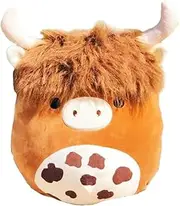 12’’ Scottish Highland Cow Plush Toys Cute Soft Stuffed Animal Pillow Kawaii Brown Fluffy plushie for Kids Girls Boys Birthday Valentines Day
