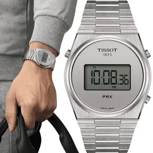 TISSOT 天梭 官方授權 PRX Digital 數位石英對錶-T1374631103000+T1372631103000