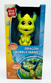 PlayDay Dragon Bubble Blowing Wand w/ Lights and Sounds Includes Bubble Solution