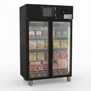 Thermaster Double Glass Door Black Stainless Steel Upright Freezer - Display Freezers (SUFG1000B) - SUFG1000B