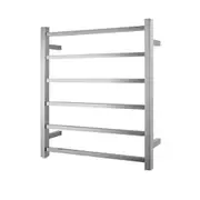 AQUAPERLA 6-Bar Heated Towel Rail - Square Bars - Brushed Nickel (W620mm x H674mm)
