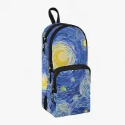 StarryArt Pencil Vault: Spacious Van Gogh-Inspired Canvas Case for Boys, Girls,