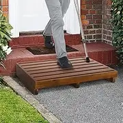 3.5" One Step Stool for Elderly (No Assemble Required), Acacia Wooden Non-Slip Outdoor Steps for Adults and Kids, High Riser Step Stool for Bed, Heavy Duty Wooden Platform Mobility Step