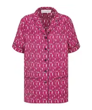 Short-Sleeved Shirt FR40 Fuchsia/White