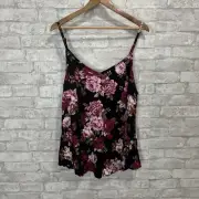 Torrid Tank Top Cami Black Pink Floral Womens Plus Size 3 3x Lightweight