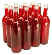 - W5-RD 750Ml Glass Bordeaux Wine Bottle Flat-Bottomed Cork Finish - Case of 12