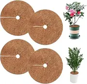 Haocjanc Pack of 4 Coconut Mulch Disc, 20 cm Coconut Fibre Mat, Round, Coconut Plant Protection, Reusable, Coconut Mat, Winter Protection, Frost Protection for Garden, Potted Plants
