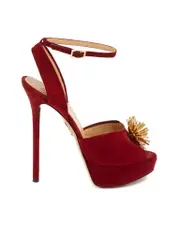Burgundy Suede Metal Accent Platform Heels