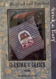 GRANDMA'S GARDEN Applique Sewing Pattern PILLOW 9" x 9" Hatched And Patched