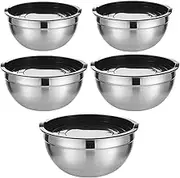 AIMALL 5PCS Stainless Steel Mixing Bowls Set, Thick Salad and Cooking Bowls with Lids, for Baking, Serving and Food Prep