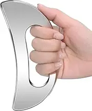 Gua Sha Massage Tool with Handle (Stainless Steel) ，Body Muscle Massage Scraper Tools，Larger Fascia Guasha Scraping Metal Tool for Back Neck Face Leg Massage