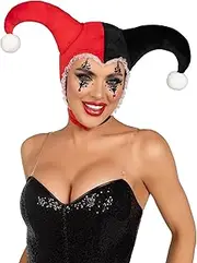 Leg Avenue Harlequin bonnet, BLACK/RED, O/S