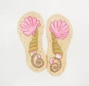 Kate Dickerson Mini Sea Shells Flip Flops Handpainted Needlepoint Canvas
