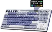 RK ROYAL KLUDGE M87 Wireless Gaming Keyboard with Screen and Dual Knob, 75% Percent 2.4Ghz/Bluetooth/USB-C Gasket Mechanical Keyboard with 7500mAh Battery, RGB Backlit Hot Swappable Cream Switch, Blue