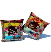 Linen Connections Velvet Patchwork Cushion Cover Pillow Case Boho Hippie Decorative Cushion Velvet CushionBedroom Boho Decor