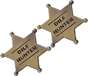 [Vaguelly] Hexagonal Shape Metal Badge 2pcs Lable Pins for Soldiers Police Justice Costume Accessories