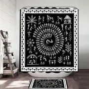 Black and White African Tribe Story Shower Curtain