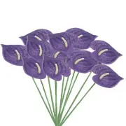10Pcs 13" Artificial Anthurium Lily Flowers Floral Bouquet Decor, Purple