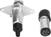 7 Pin Trailer Plug and Socket Kit, Small Metal Trailer Accessory Replacement, Compact Trailer Plug and Socket Set for Rvs, Caravans and Trailers