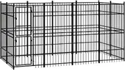Outdoor Dog Kennel Steel 7.37 m² Large Pet Enclosure Backyard Dog House Safe Space