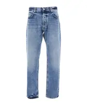 Icon Denim Jeans with Belt Loops and Logo Patch 33,34,36,30,32 light blue