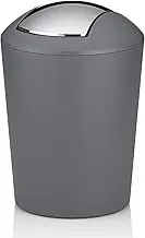 Kela Cosmetic bin Grey 1.7l, mini Waste bin Bathroom with Swing lid, Plastic, Marta, Small Table Waste bin Grey matt