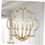 5 Light Gold Orb Chandelier for Dining Room Over Table, 22" Gold - 5 Light