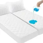 Waterproof Split King Mattress Protector Pad, Cooling Quilted Cover for Adjus...