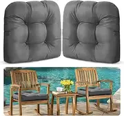 MAGIC ELEPHANT Outdoor Chair Cushions Set of 2, Memory Foam Seat Cushion Pads for Wicker Chair and Patio Furniture, 19 x 19 Inches (Grey)
