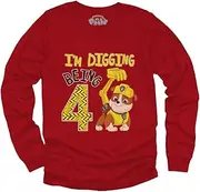 [Tstars] Rubble Bulldozer Digging Being 4 Construction Paw Patrol 4th Birthday Toddler Kids Long Sleeve T-Shirt