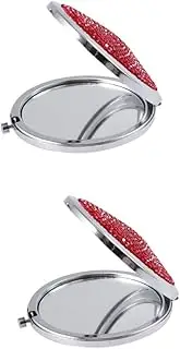 Baluue 2 Pcs Makeup Mirror Wallets for Women Girl Mini Compact Folding Mirror Double Pocket Mirror for Handbag Small Mirror for Bag Bling Compact Mirror Handheld Travel Mirror Red