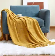 130x230cm Textured Solid Soft Sofa Throw Couch Cover Knitted Decorative Blanket