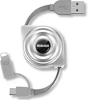 SDBAUX Retractable Phone Charging Cable, Multi Port Micro USB 2 in 1 Charger Cord and Data Sync Compatible for iPhone 14 13 12 11 Pro XS Max XR X 8 7 6 Plus 5s S6 S7 Edge Note 5(2pack/3.3ft)