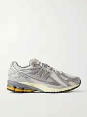 [New Balance] New Balance - 1906 Metallic Faux Leather-trimmed Mesh Sneakers - Gray - US 8 US 8 Gray
